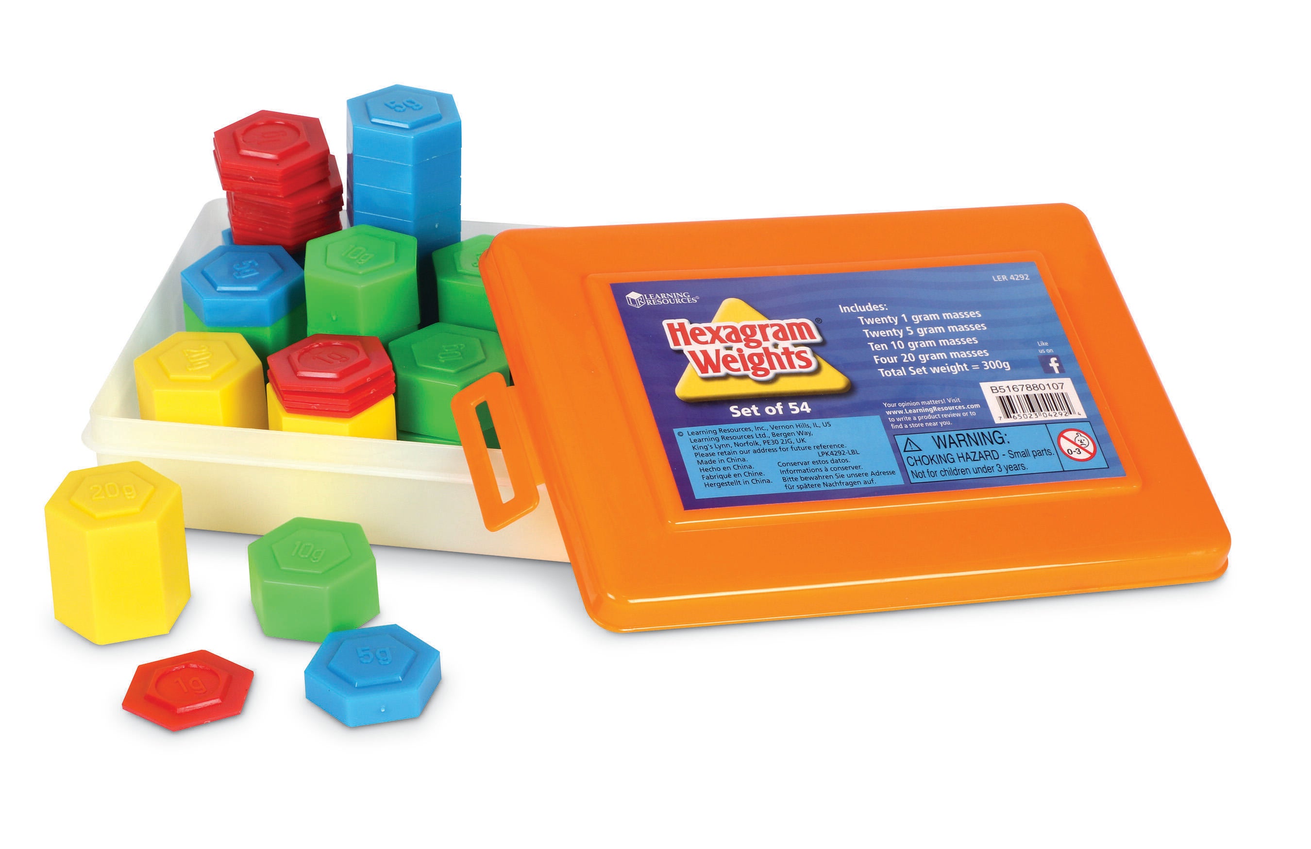 Learning Resources Hexagram Metric Weight Set, 54 Pieces 336975